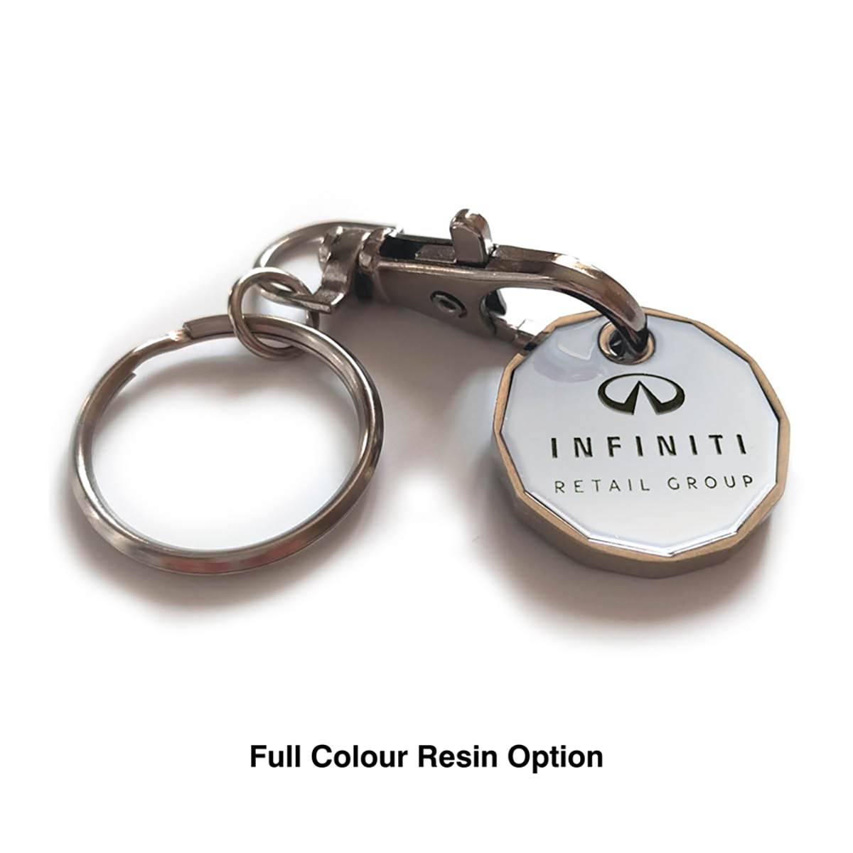 Promotional trolley hot sale coin keyrings